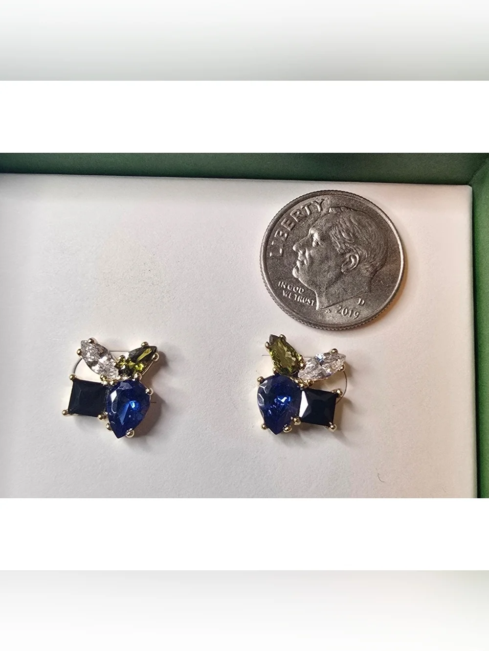 NWT Kate Spade Flying Colors Cluster Stud Earrings Blue Multicolor Gold Plated